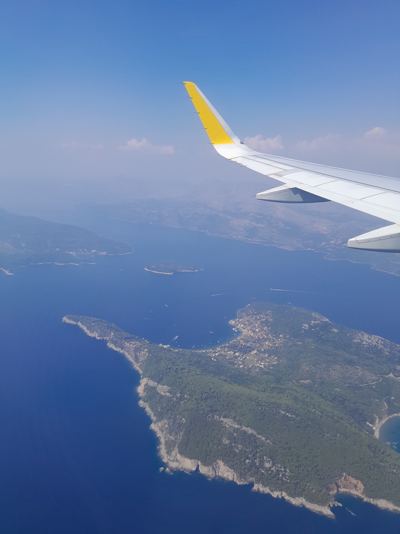 A stunning view of the Elaphite Islands near Dubrovnik from the plane.