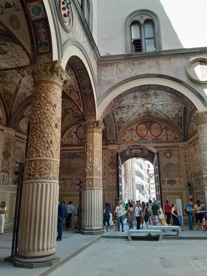 The beautiful courtyard of Palazzo Vecchio in Florence