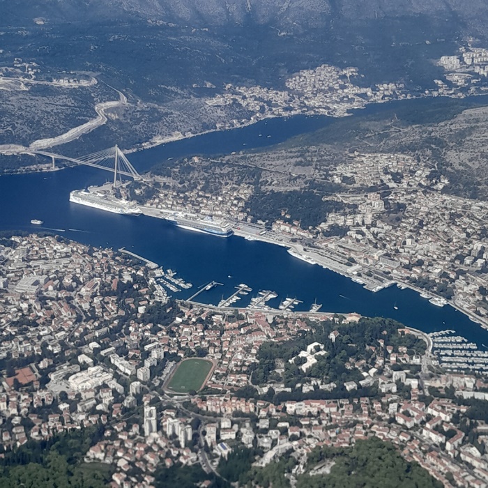 View of Dubrovnik port from a plane