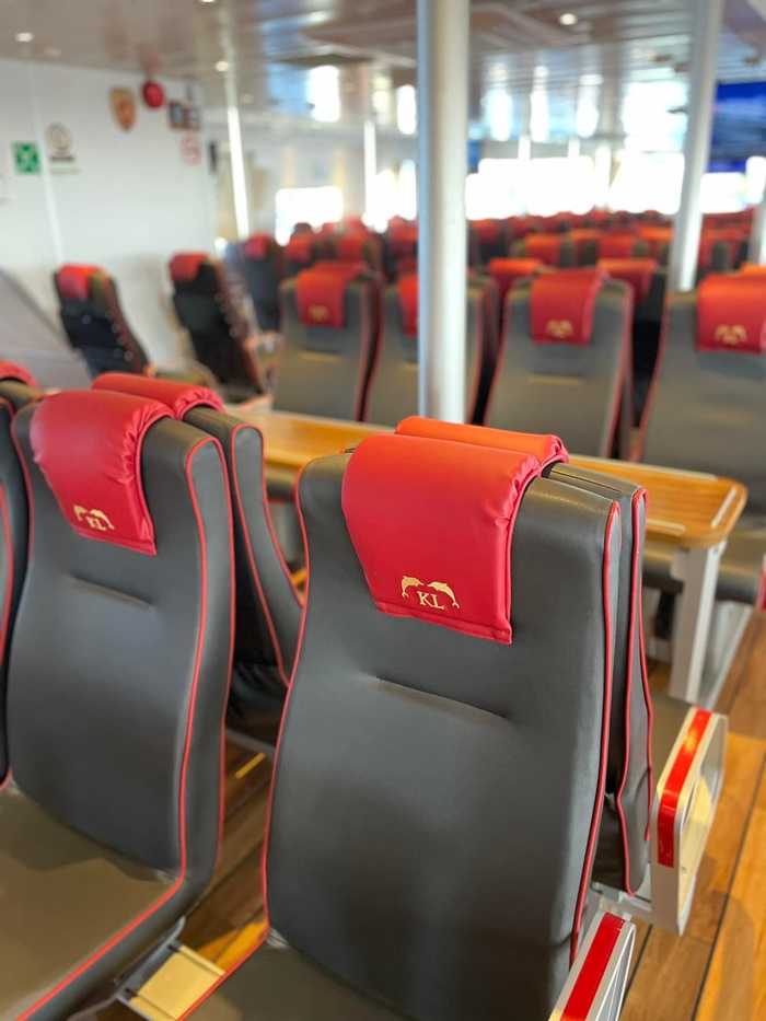 The interior of Krilo's ferries features rows of padded, airplane-style seats with ample legroom.