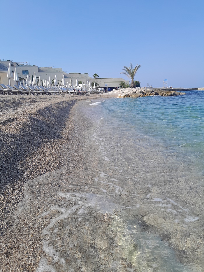 Crystal clear sea at the beach beneath Valamar Hotel in Babin Kuk, Dubrovnik