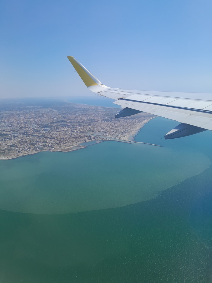A view from the airplain flying over Fiumicino